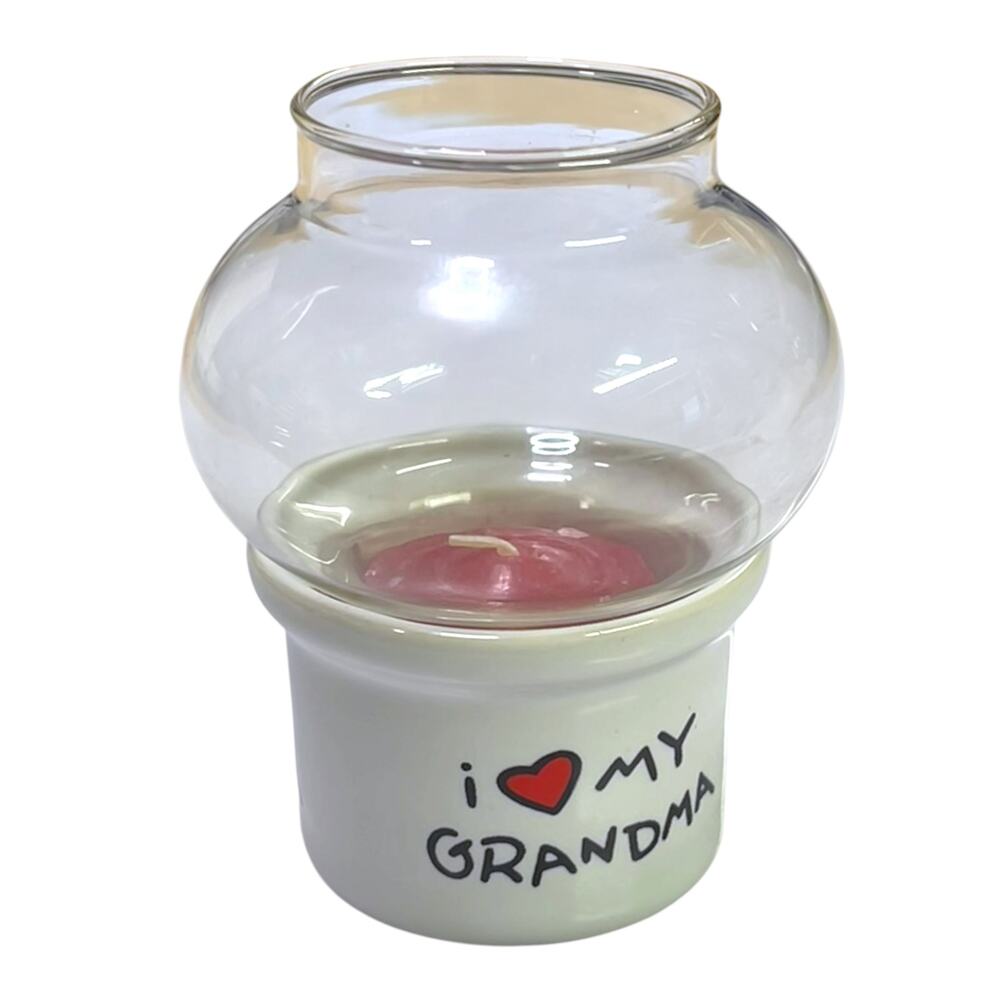 Vintage Russ Berrie I Love My Grandma Mini Hurricane Candle Holder Taiwan